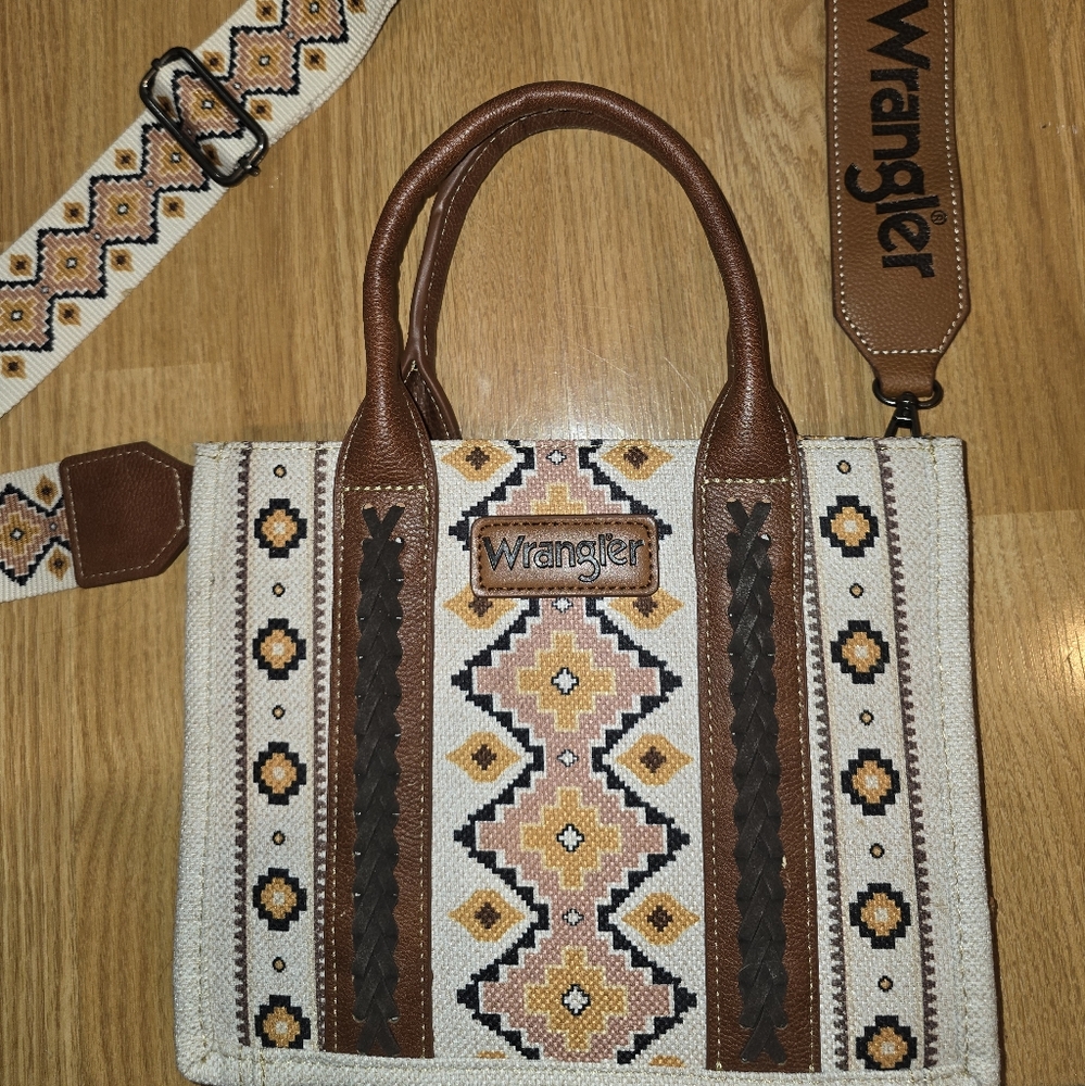 Wrangler Southwestern Print Canvas Purse, Detachable Shoulder Strap *Brand New*